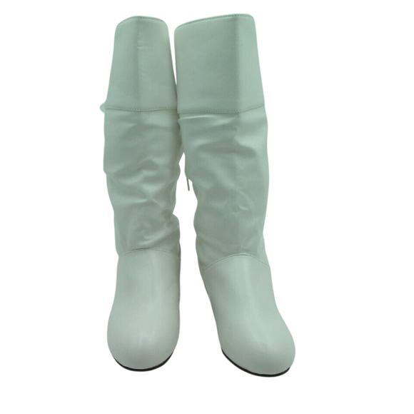 Women's Shein Almond Toe White Mid‎ Calf Boots Pull On Back Lace Size EU 41-US10 - Picture 8 of 12
